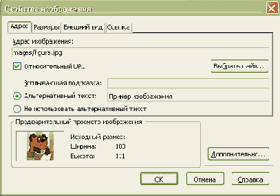 Работа с изображениями в Nvu
